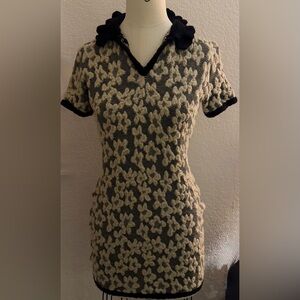 TACH Black and Cream Floral Knit Blouse